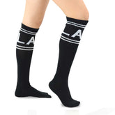 LA Vibes Black Cotton Knee High Socks